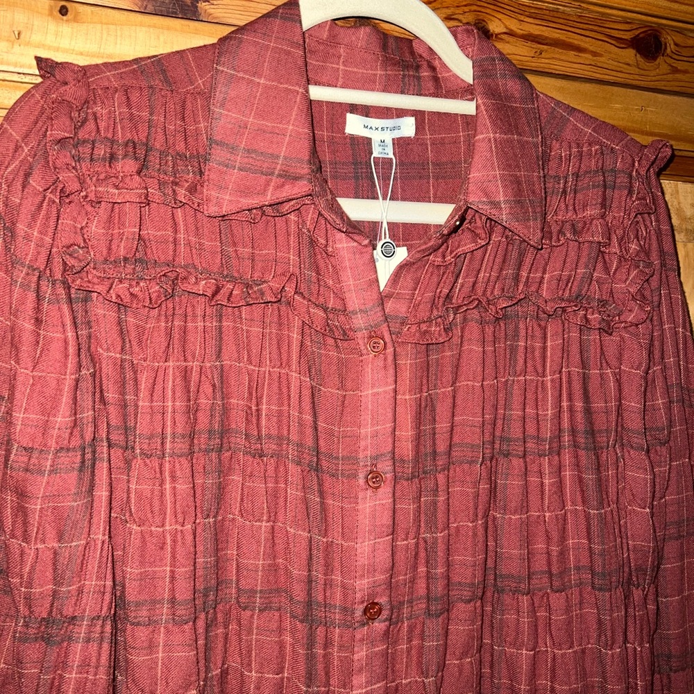Max Studio lightweight flannel. SZ. M. NWT. - Picture 2 of 6